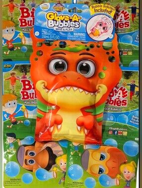 Glove-A Bubbles Dino Bubble Glove - Orange & Yellow & 4 Big -A- Bubbles